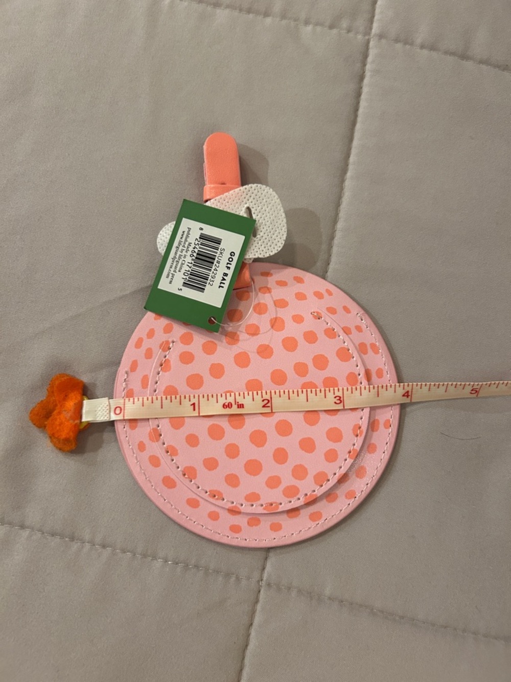 NWT Kate Spade New York Pink & Coral Polka Dot Luggage Tag Golf Ball Design - Picture 4 of 4